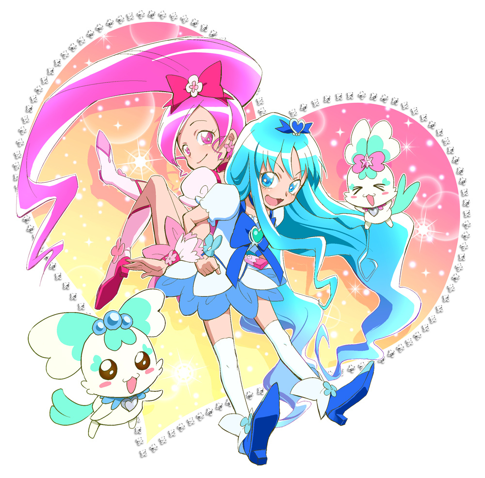 blue_eyes, blue_hair, chypre_(heartcatch_precure!), coffret, coffret_(heartcatch_precure!), cure_blossom, cure_marine, hanasaki_tsubomi