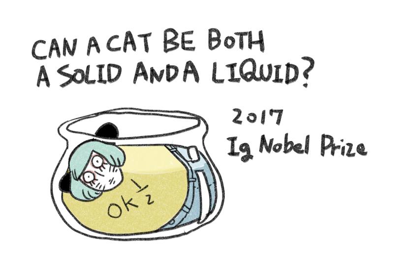 1boy, blue_hair, cats_are_liquid_(meme), commentary_request, english_text, fishbowl, male_focus, meme