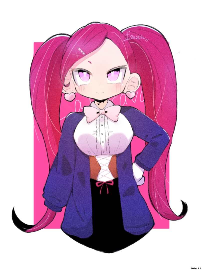 1girl, artist_name, blue_jacket, boku_no_hero_academia, bow, bowtie, breasts, character_name