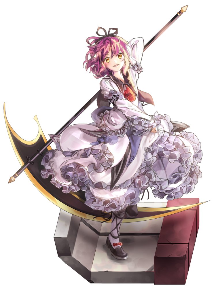 1girl, black_ribbon, carrot_gaimee, commentary_request, dress, eiyuu_densetsu, frilled_dress, frills
