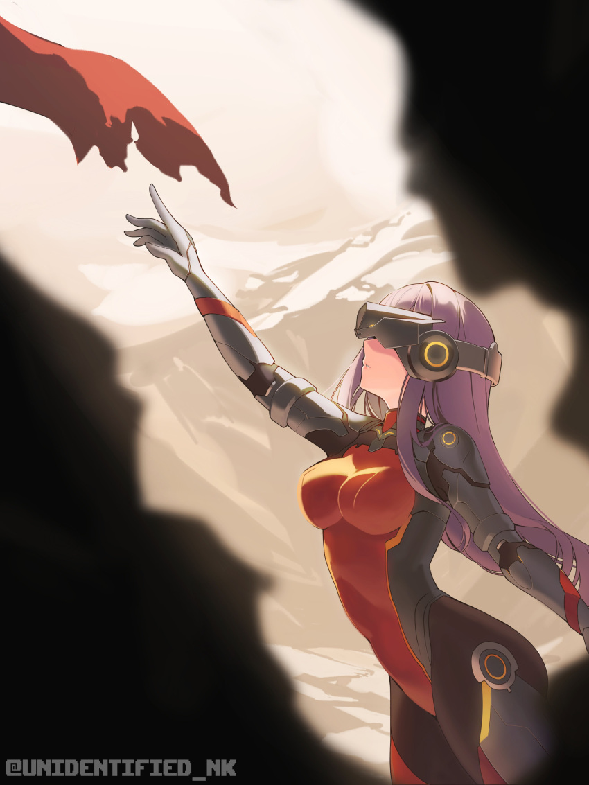 1girl, absurdres, arm_up, bodysuit, breasts, fine_art_parody, goddess_of_victory:_nikke, head-mounted_display