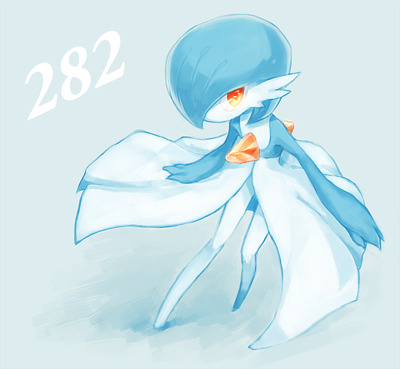 alternate_color, blue_hair, blue_skin, bob_cut, colored_skin, dress, emutsu, gardevoir