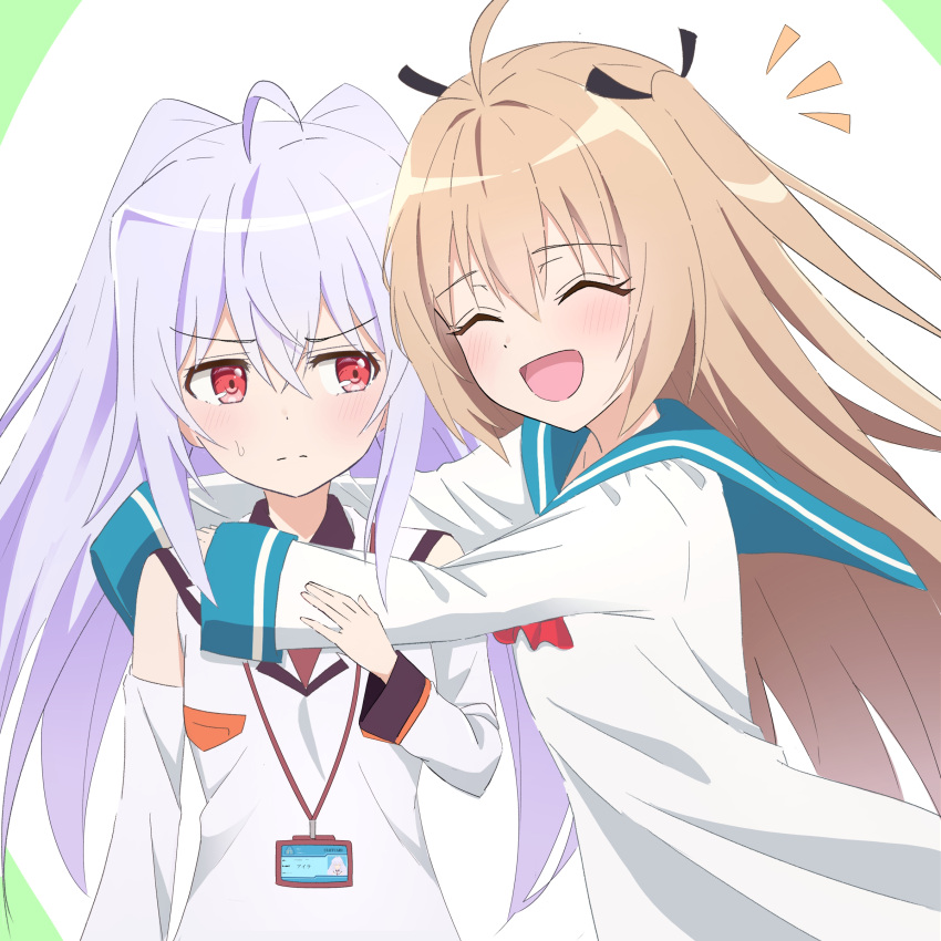 >:(, 2girls, :d, ^_^, absurdres, ahoge, akure1129, aniplex