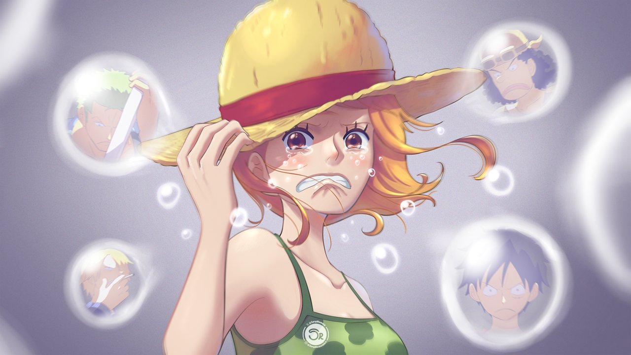 1girl, 4boys, bare_shoulders, black_hair, blonde_hair, blush, brown_eyes, camisole