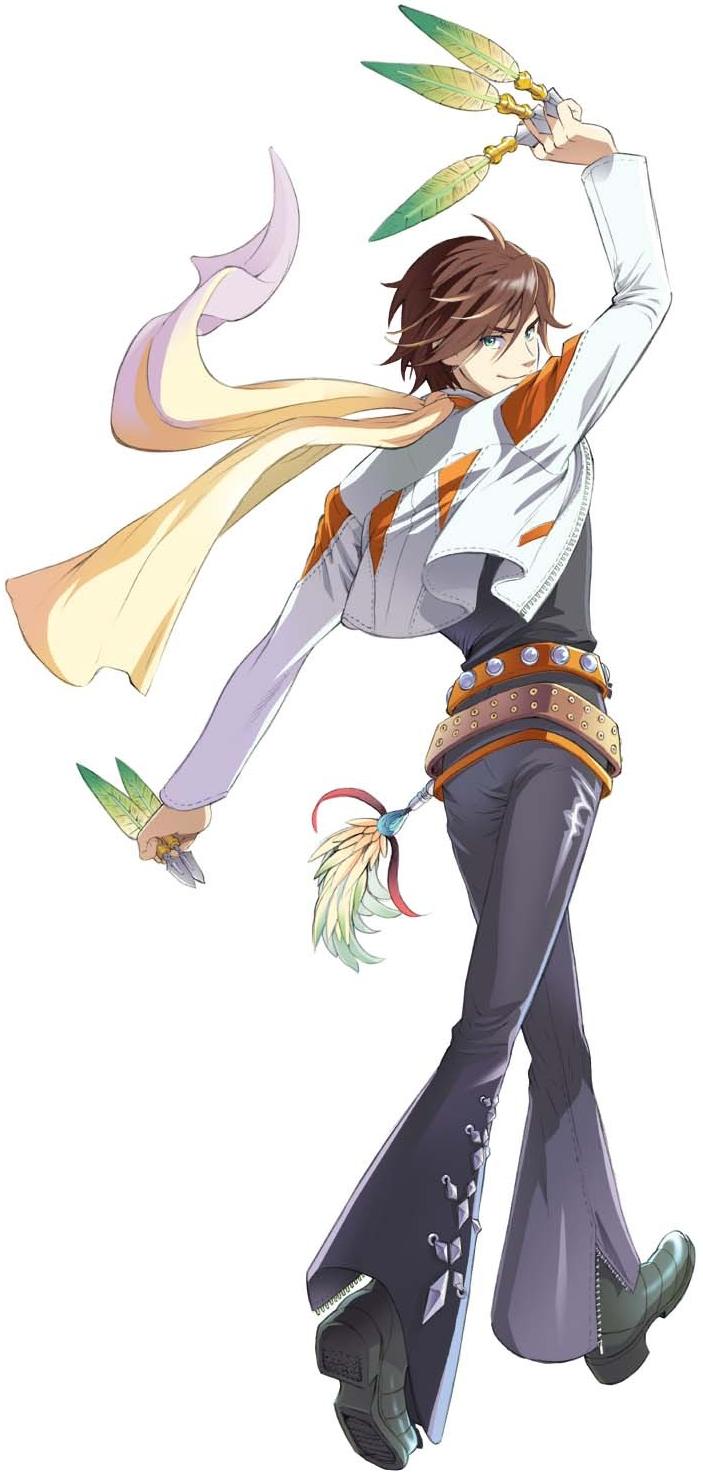 ahoge, arnaud_g_vasquez, belt, brown_hair, feathers, green_eyes, highres, jacket