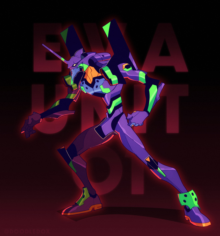 aura, character_name, clenched_hand, doodledox, eva_01, evangelion_(mecha), full_body, highres