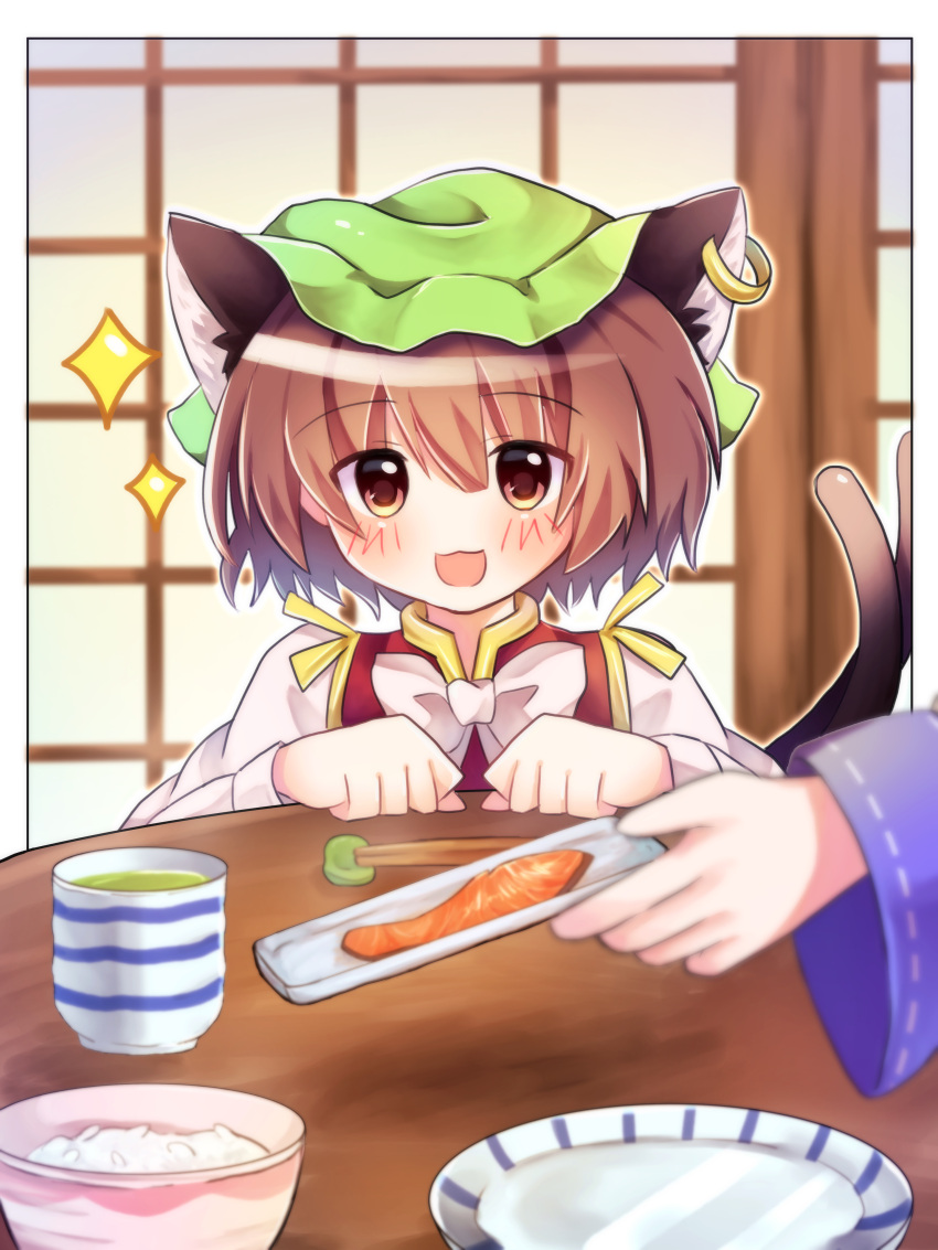 2girls, :d, absurdres, animal_ear_fluff, animal_ears, blush, bow, bowtie