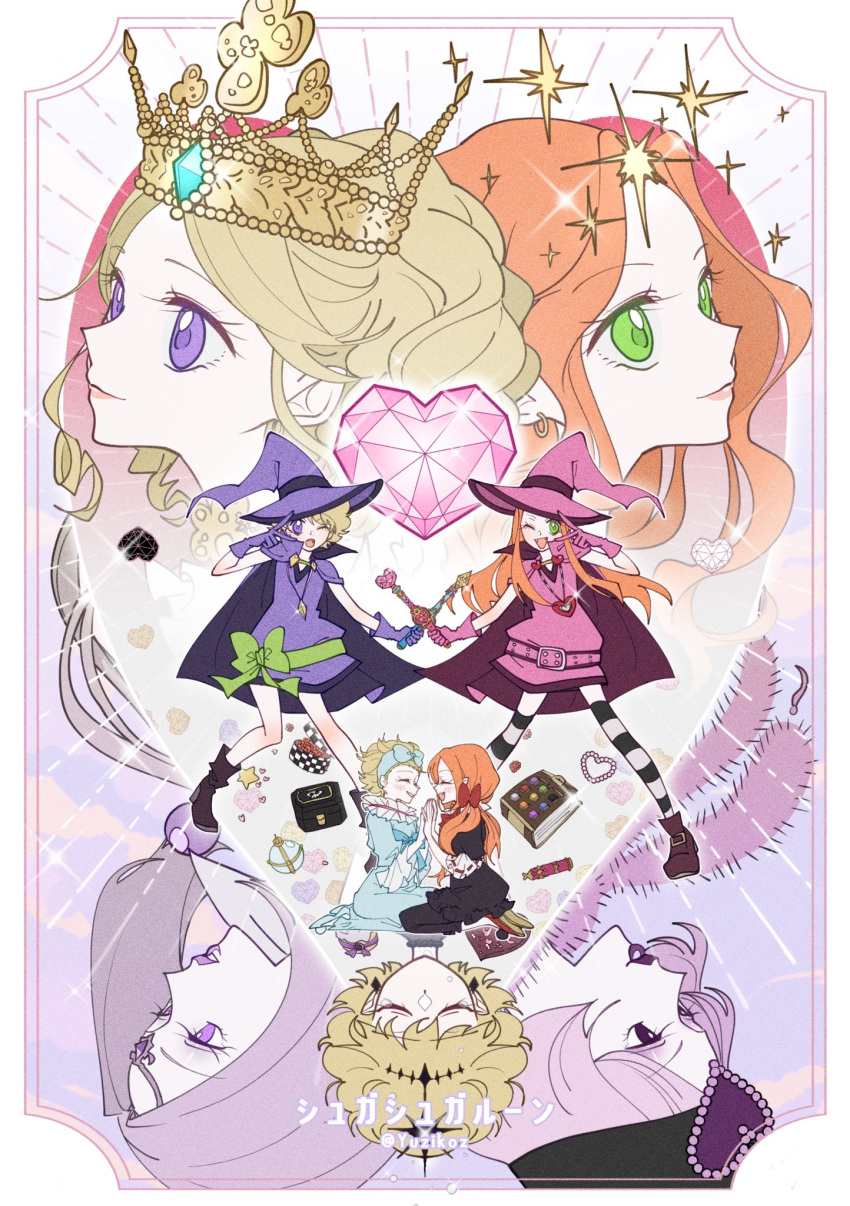 4girls, blonde_hair, book, boots, candy_mieux, cape, chocolat_meilleure, cinnamon_meilleure