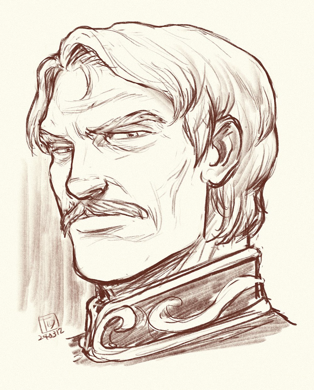 1boy, 2024, dated, facial_hair, ginga_eiyuu_densetsu, highres, male_focus, mature_male