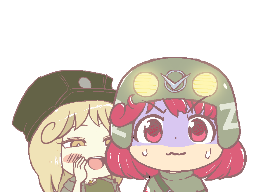 artist_request, blonde_hair, blush, buhanka-chan, combat_helmet, combat_medic, cross, cross_necklace