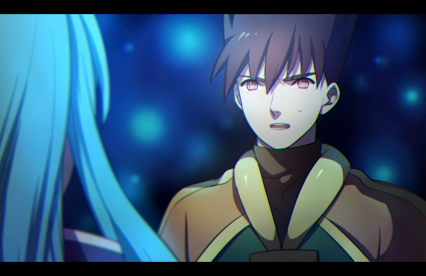 2boys, alex_(golden_sun), aqua_hair, brown_hair, brown_shirt, brown_tunic, garet_(golden_sun), golden_sun