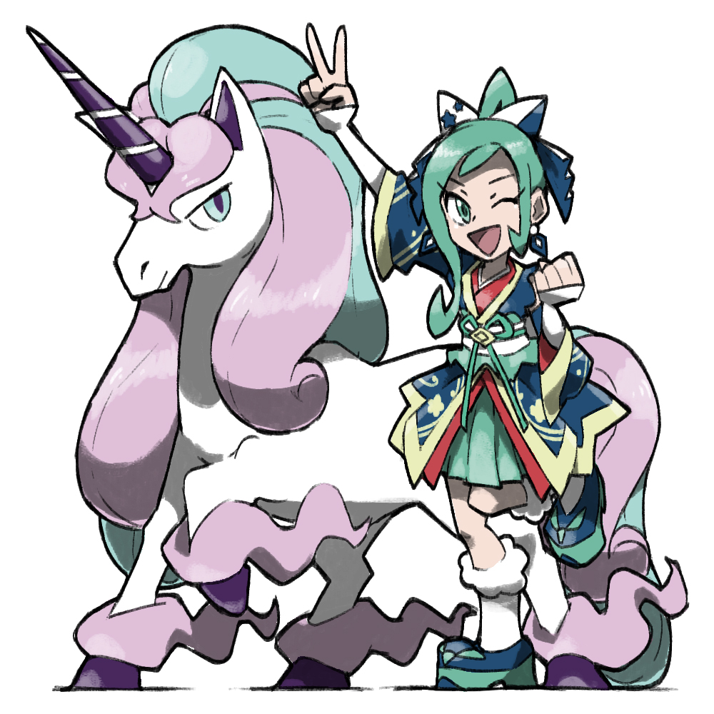 1girl, ;d, alternate_costume, aqua_eyes, aqua_hair, arm_up, blacknirrow, blue_footwear