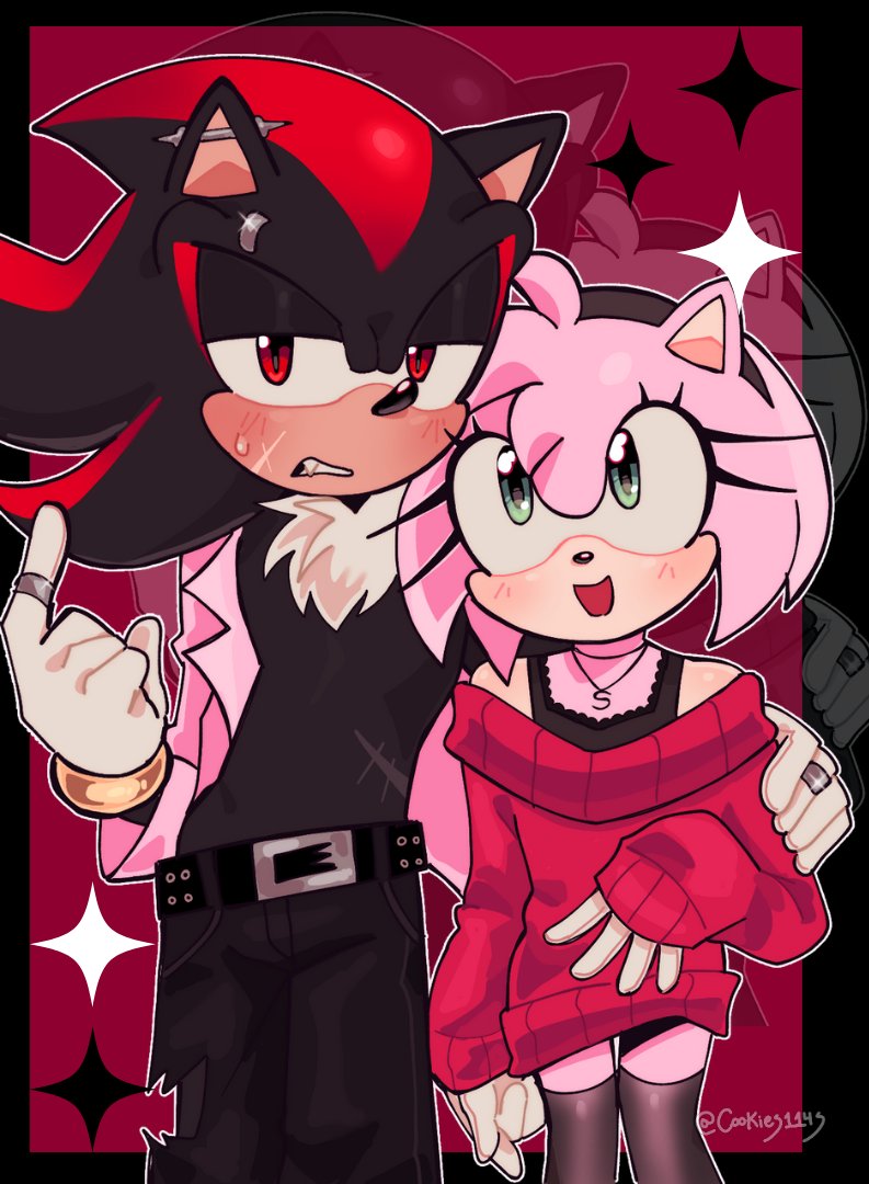 1boy, 1girl, amy_rose, clothing, couple, cute, furry, furry_female