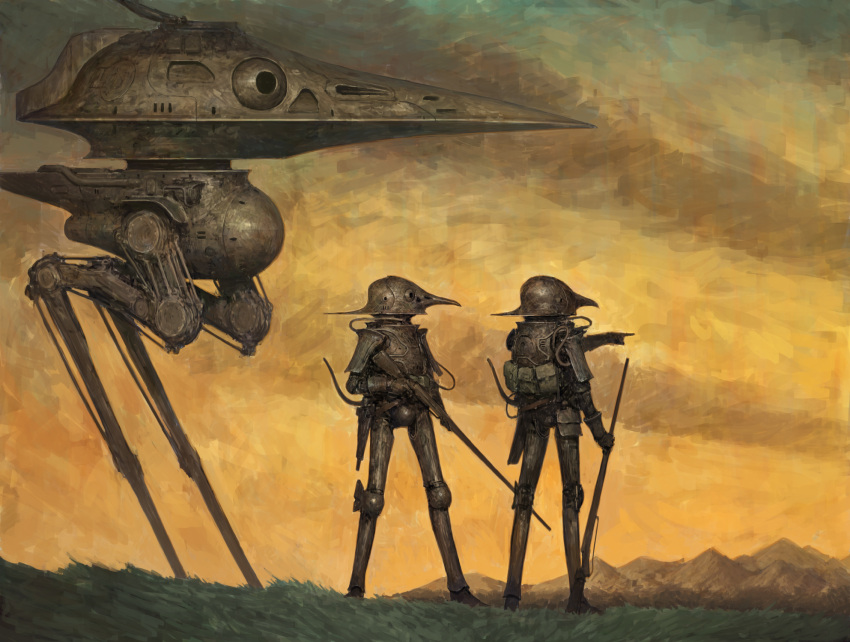 2others, ariel_perez, armor, beak, bird_boy, bird_wings, black_background, full_armor