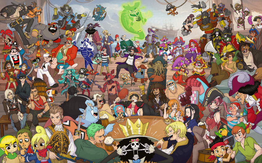 absurdres, captain_kidd_(persona), chris-thekid, foxy_(fnaf), highres, houshou_marine, lego, may_(guilty_gear)