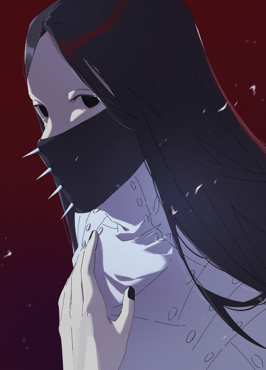 1boy, absurdres, as_nodt, black_eyes, black_hair, black_mask, black_nails, bleach