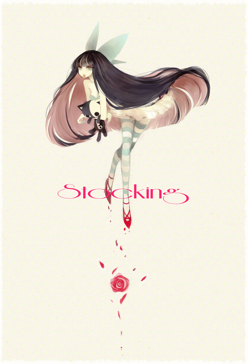 bow, dress, flower, hair_bow, highres, himehi, honekoneko_(psg), long_hair