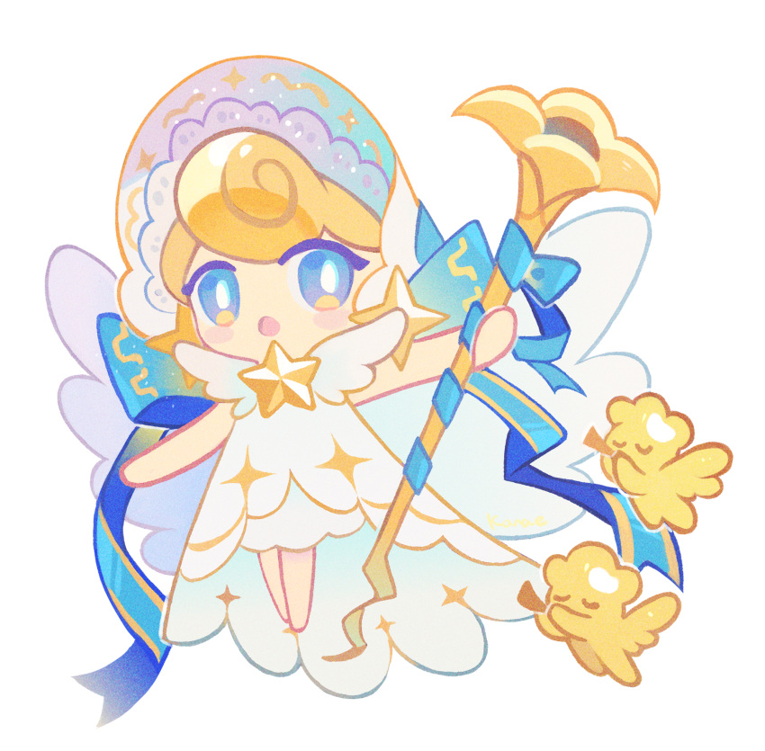 1other, angel_cookie, angel_cookie_(voice_of_virtue), blonde_hair, blue_bow, blue_eyes, blue_ribbon, bonnet