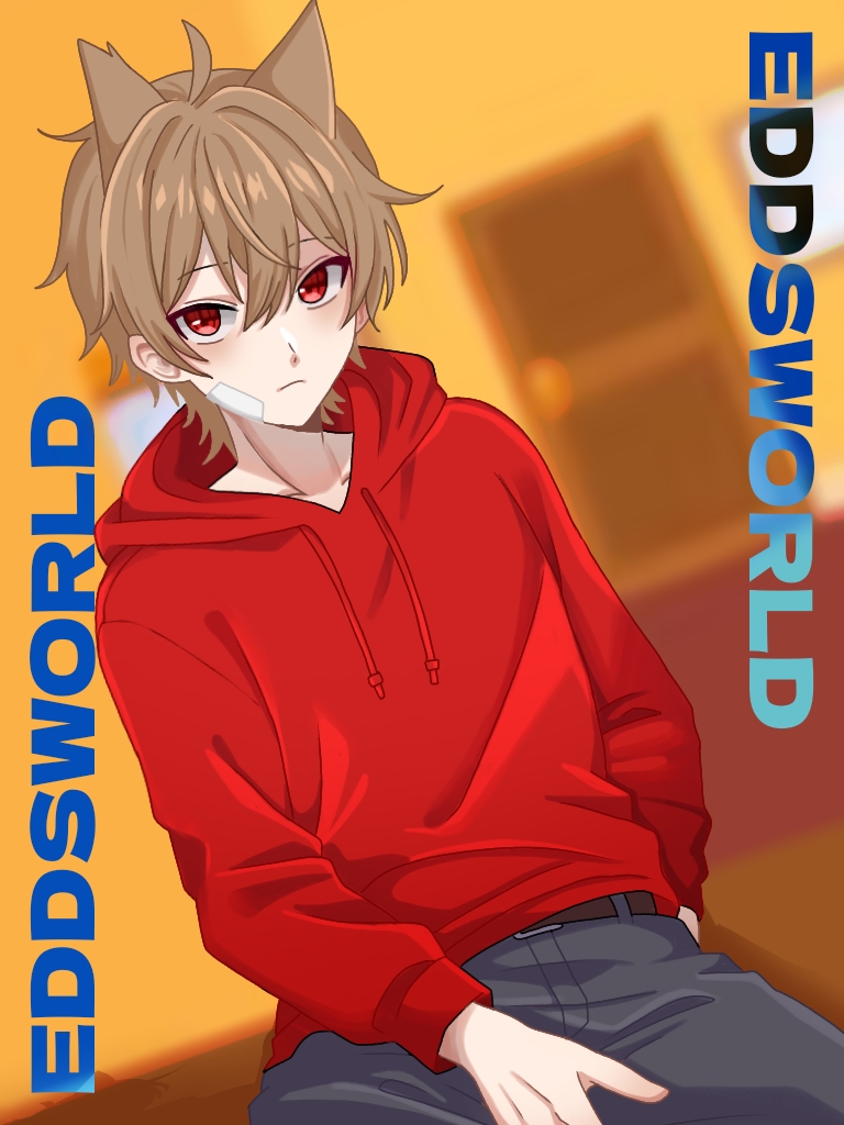 1boy, ahoge, animification, arm_behind_back, arm_between_legs, belt, black_pants, brown_belt