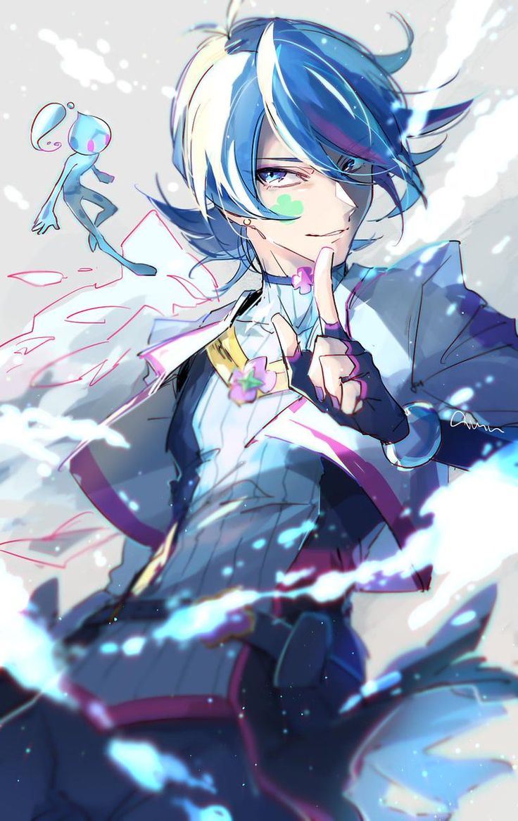 1boy, amano_(amn_0w0), aqua_(yu-gi-oh!_vrains), arm_at_side, belt, belt_pouch, black_belt, blue_eyes