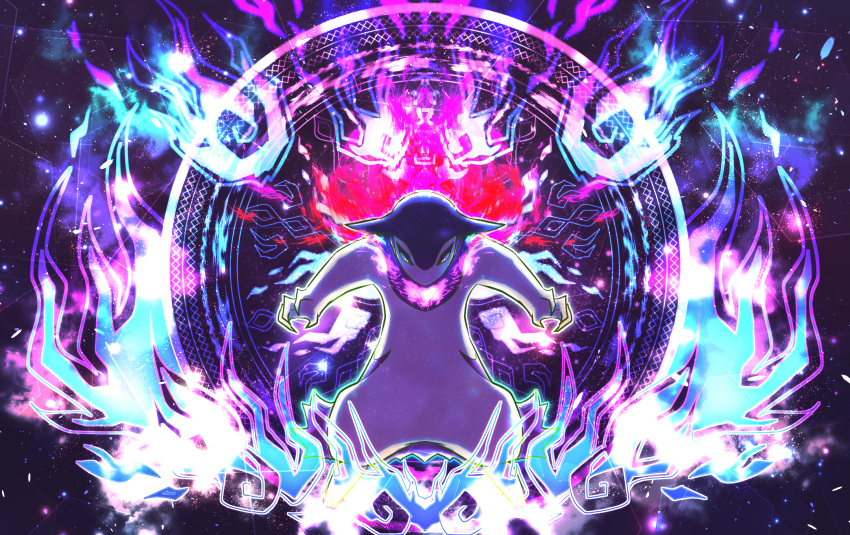animal_focus, fire, glowing, highres, hisuian_typhlosion, infernal_parade_(pokemon), no_humans, pokemon