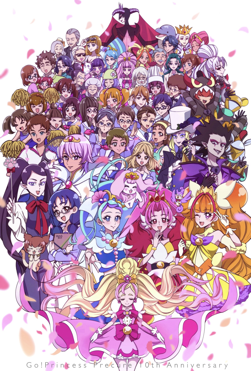6+boys, 6+girls, absurdres, aihara_yuuki_(go!_princess_precure), akagi_towa, amanogawa_kirara, amanogawa_stella, anniversary