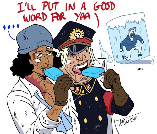 frozen, kuzan_(aokiji), long_hair, monkey_d._garp, monkey_d_garp, multiple_boys, one_piece, popsicle