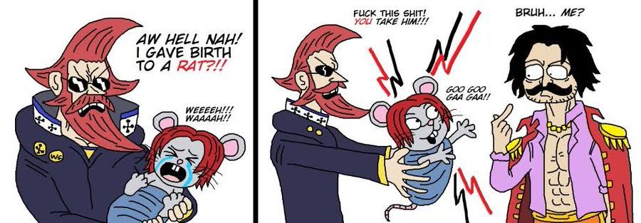 animalization, figarland_garling, gol_d._roger, gol_d_roger, long_hair, medium_hair, mouse_boy, multiple_boys