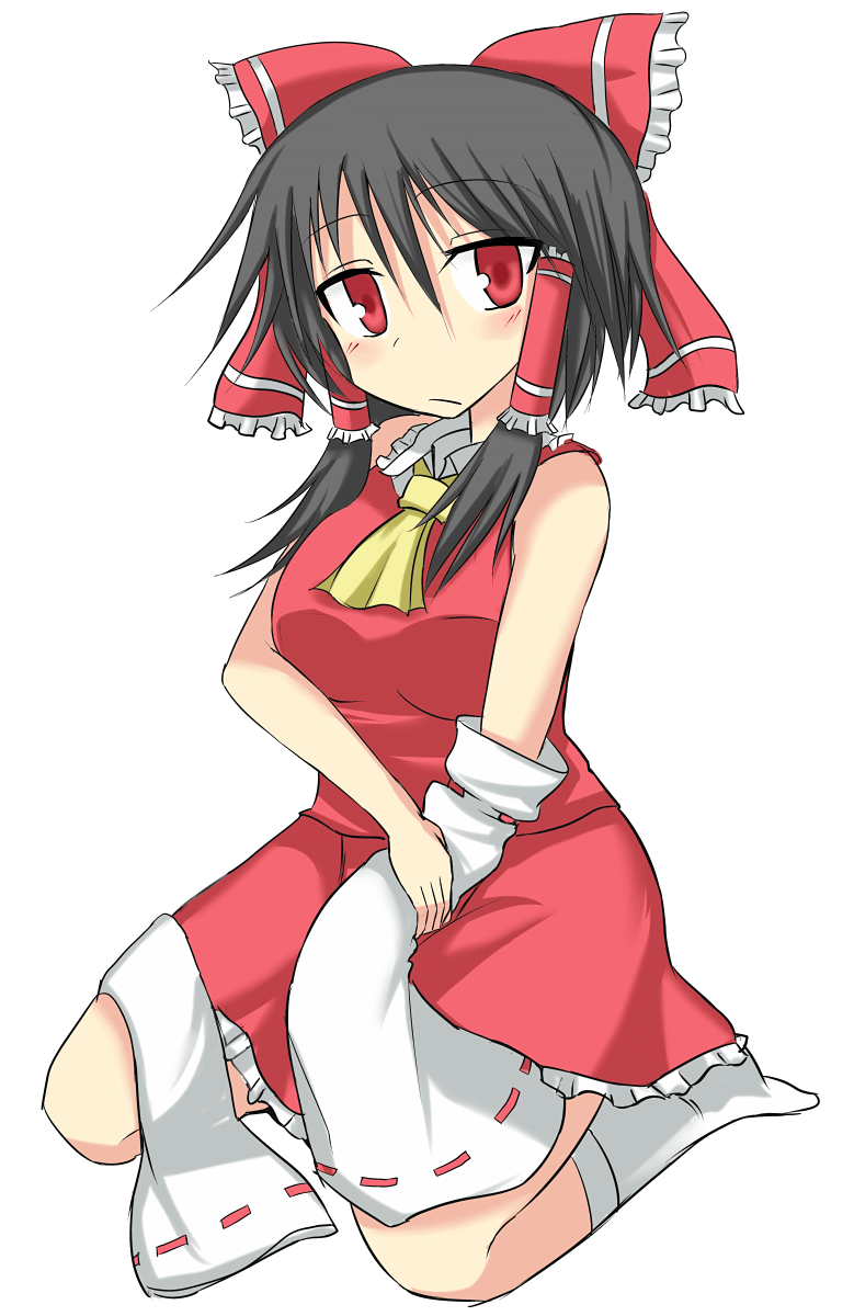 1girl, ascot, ayuki_(47881314), black_hair, blush, bow, breasts, closed_mouth