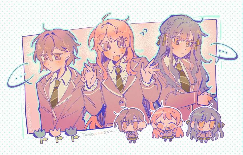 ..., 3girls, ^_^, bang_dream!, bang_dream!_it's_mygo!!!!!, blue_hair, blush, chihaya_anon