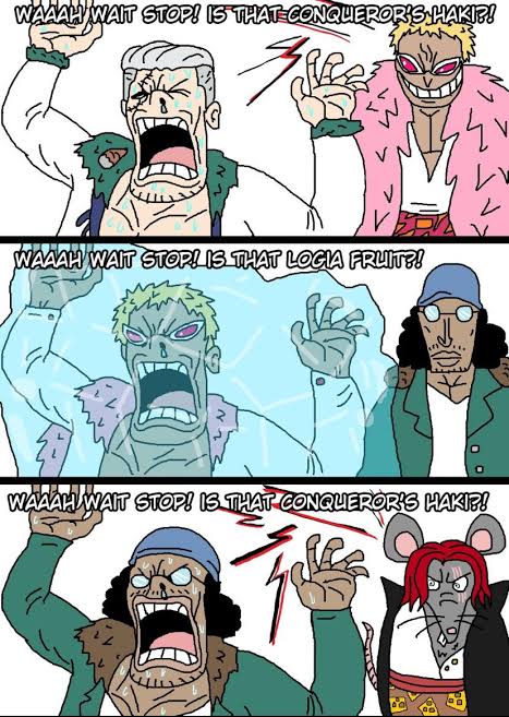 animalization, donquixote_doflamingo, frozen, kuzan_(aokiji), long_hair, mouse_boy, multiple_boys, one_piece, roronoaworo, shanks_(one_piece), short_hair, smoker_(one_piece)