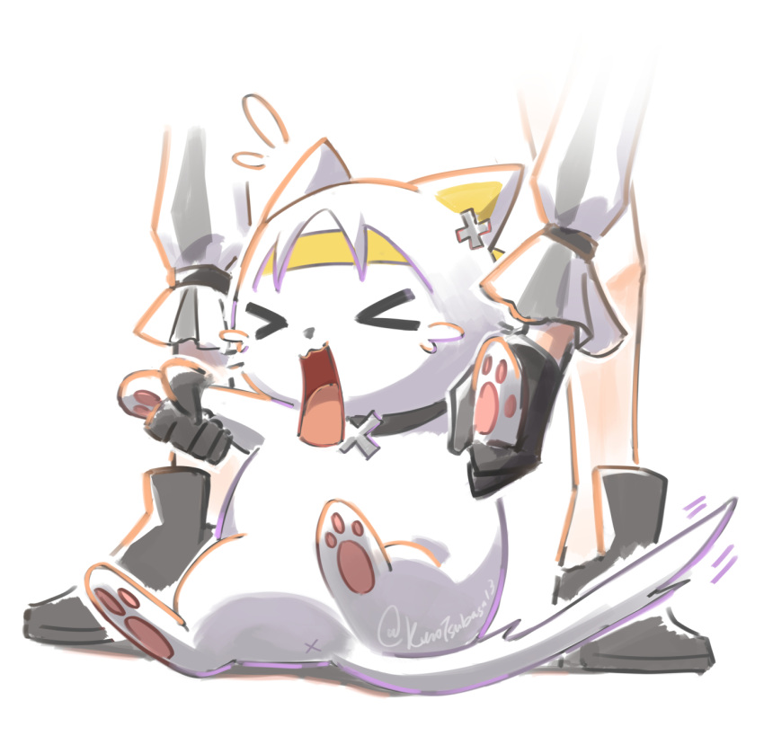 1boy, 1girl, animal, animal_collar, asaba_harumasa_(cat), black_footwear, black_gloves, cat