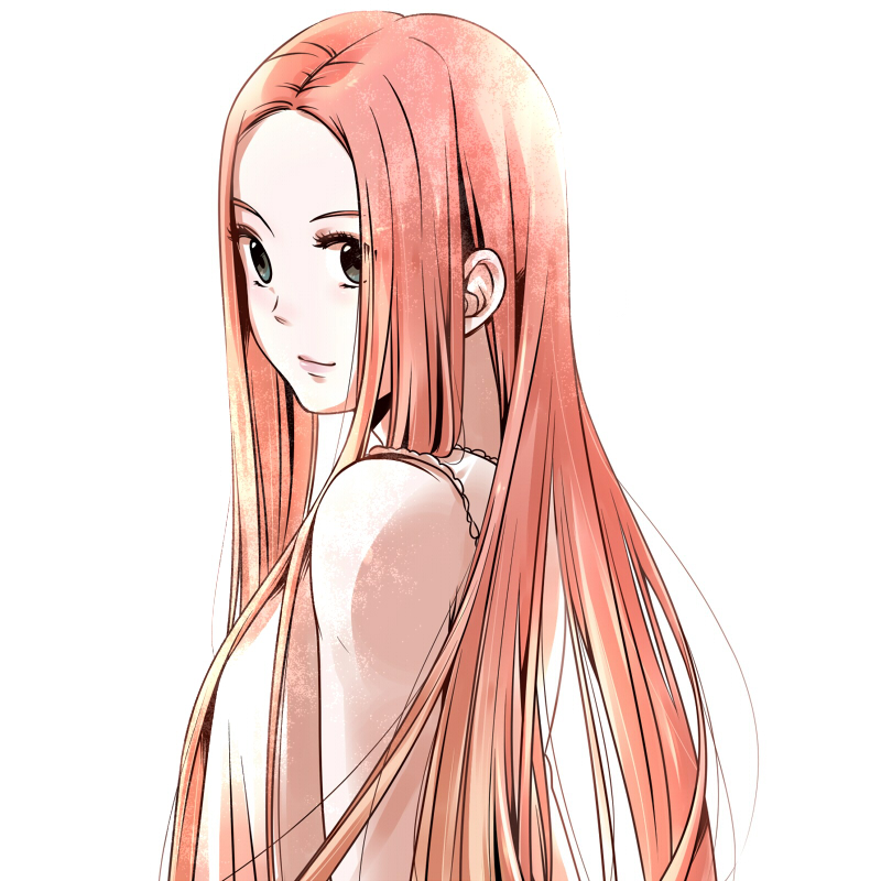 bare_shoulders, light_smile, long_hair, looking_back, no_bangs, original, pink_hair, sasaki_nakona