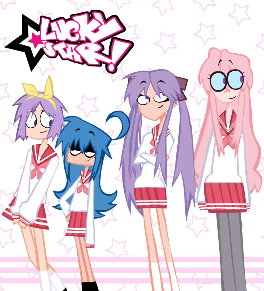 2010s_(style), ahoge, arms_crossed, artstyle, black_socks, blue_hair, cartoon, cartoon_network