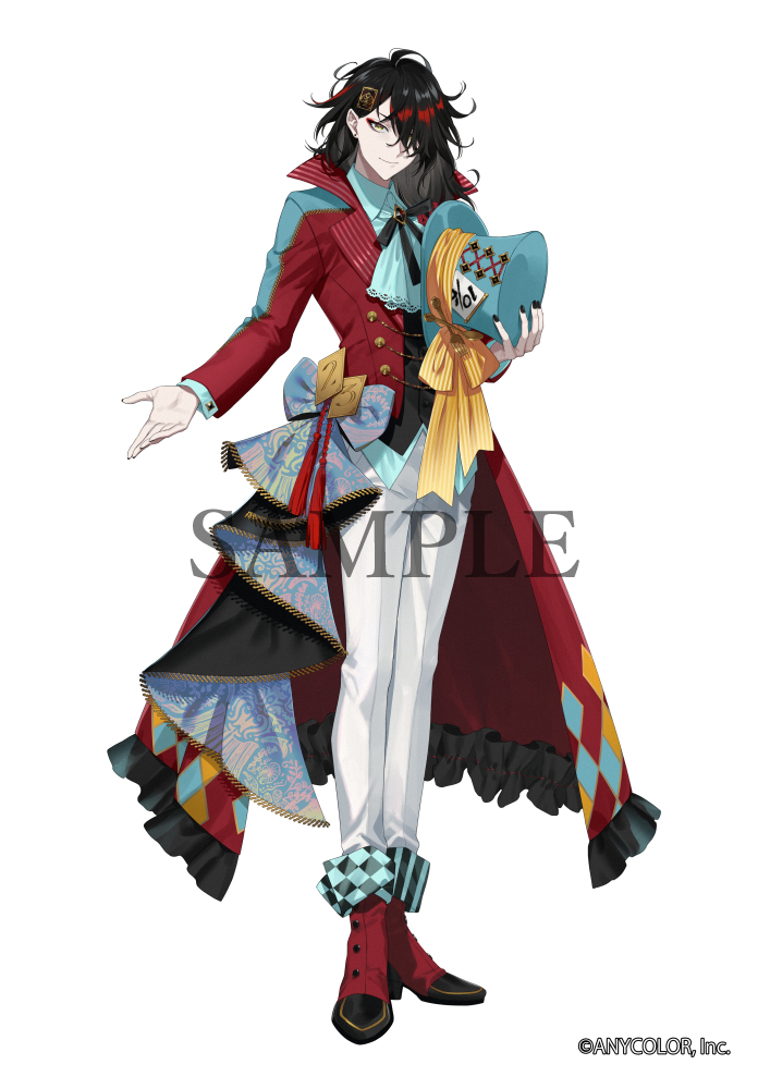 1boy, ahoge, aqua_ascot, aqua_coat, aqua_hat, aqua_shirt, argyle_clothes, ascot