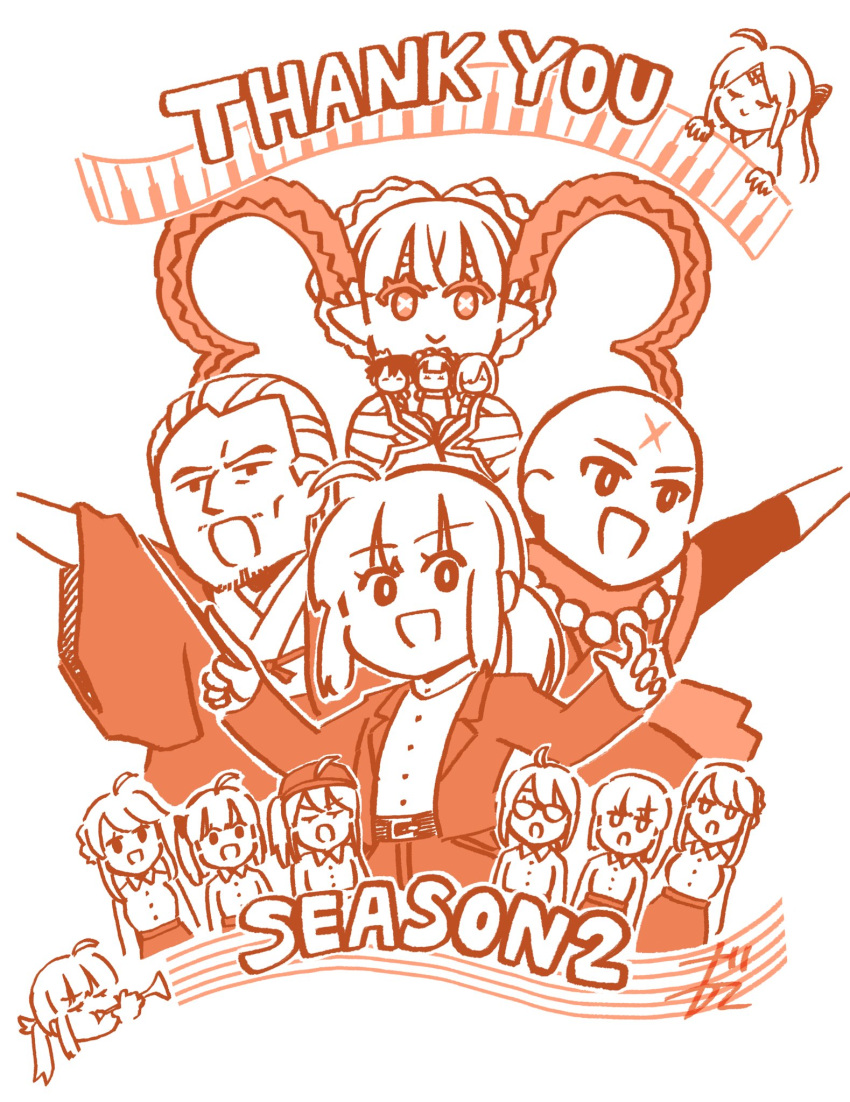 3boys, 6+girls, ahoge, artoria_caster_(fate), artoria_pendragon_(fate), artoria_pendragon_(lancer)_(fate), artoria_pendragon_(lancer_alter)_(fate), bald