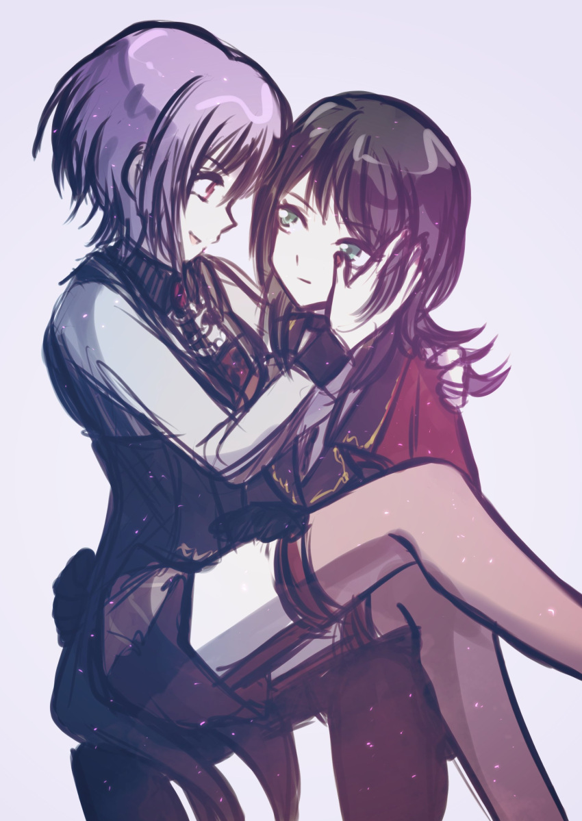 2girls, absurdres, amoris_(bang_dream!), bang_dream!, bang_dream!_it's_mygo!!!!!, black_vest, blue_eyes, brown_thighhighs