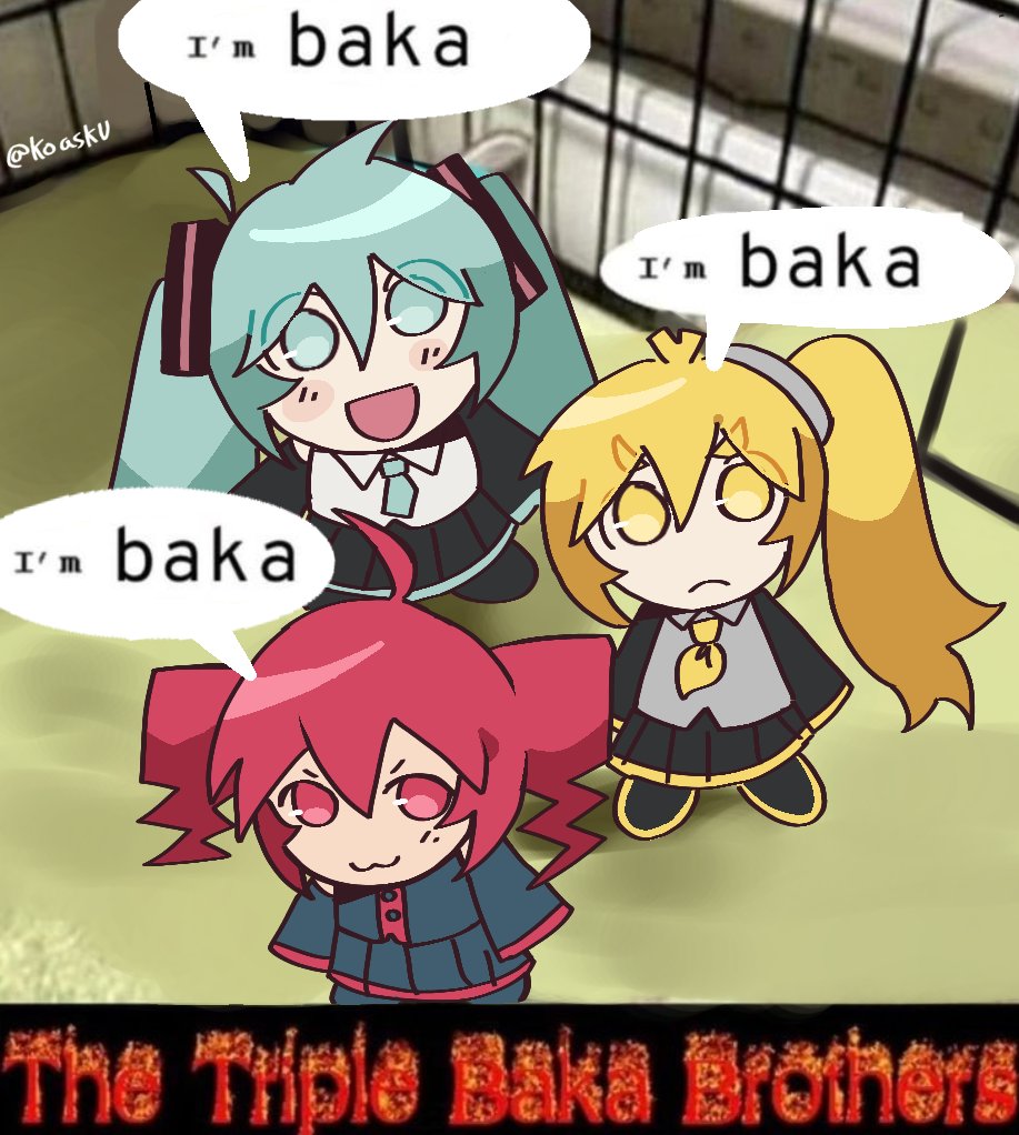3girls, :3, :d, ahoge, akita_neru, aqua_eyes, aqua_hair, aqua_necktie
