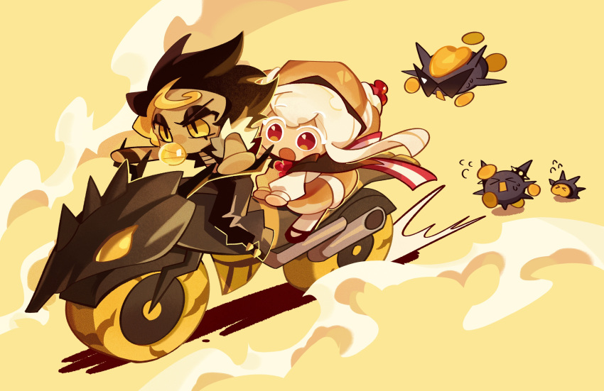 2girls, absurdres, black_hair, bradyclaph83904, caramel_choux_cookie, chewing_gum, cookie_run, cookie_run:_kingdom