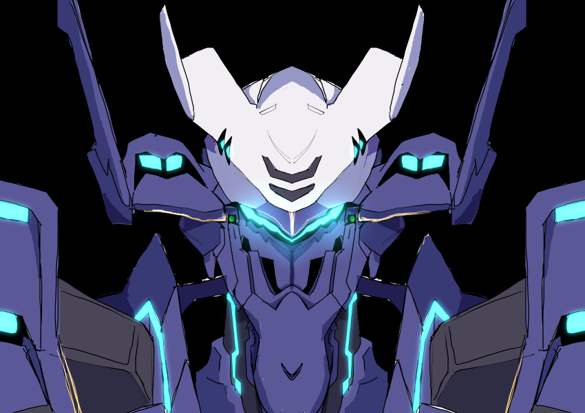 absurdres, assault_visor, black_background, glowing, highres, legna1113, mecha, mecha_focus