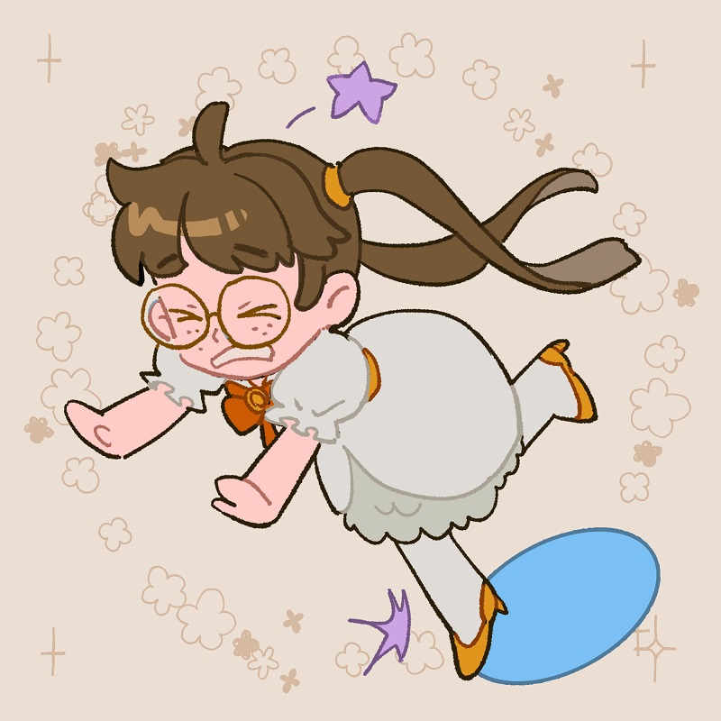 >_<, bei_18, bow, bowtie, brown_background, brown_hair, clenched_teeth, deformed