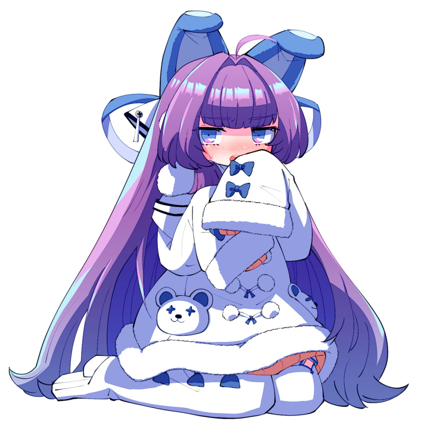 1girl, ahoge, azur_lane, blue_bow, blue_eyes, blush, boots, bow