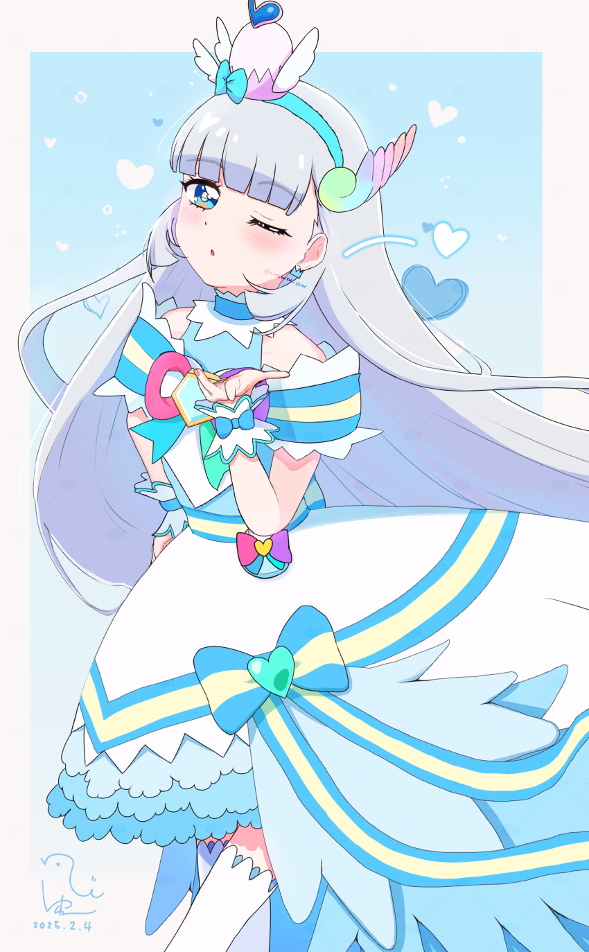 1girl, absurdres, aqua_hairband, blue_choker, blue_eyes, blush, bow, bowtie