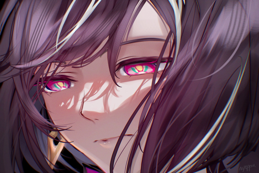 1girl, close-up, closed_mouth, commentary, earrings, highres, honkai_(series), honkai_impact_3rd
