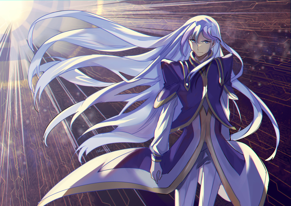 1boy, arms_at_sides, closed_mouth, coat, commentary_request, feet_out_of_frame, fushitasu, hair_between_eyes