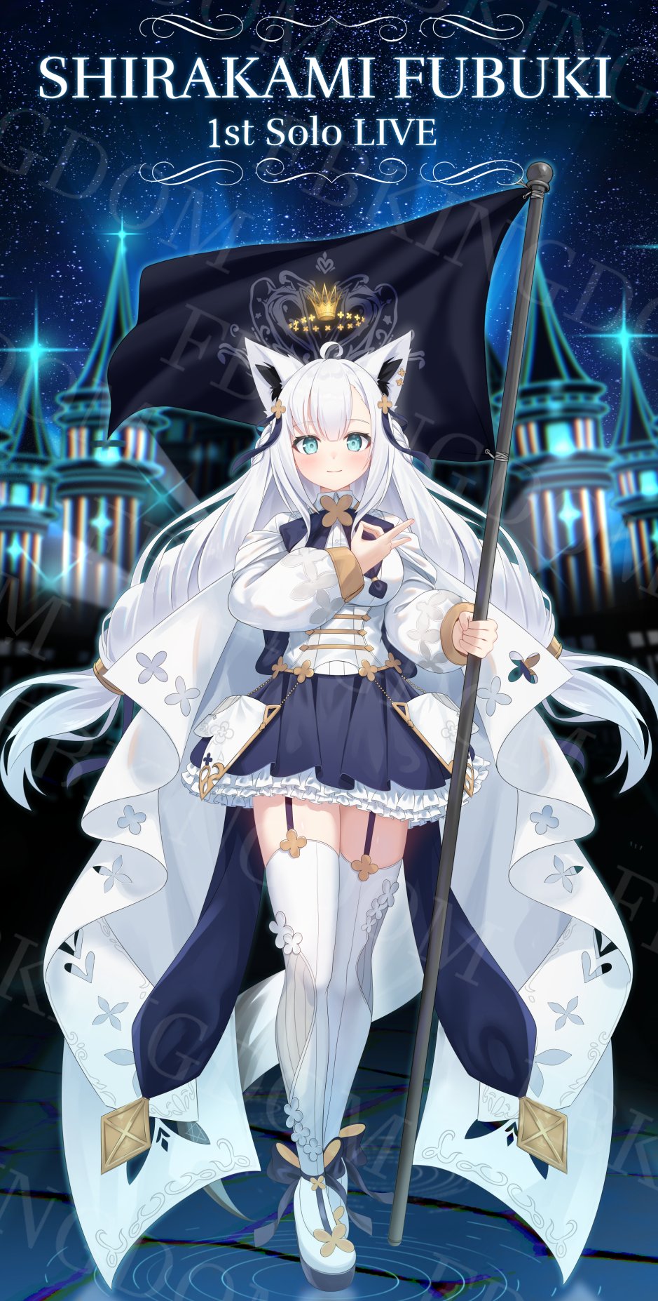 1girl, ahoge, animal_ear_fluff, animal_ear_piercing, animal_ears, ankle_ribbon, aqua_eyes, asymmetrical_bangs