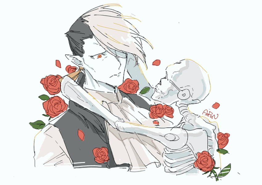 1boy, aopon16, arystar_krory, black_hair, black_vest, brown_ribbon, d.gray-man, eliade