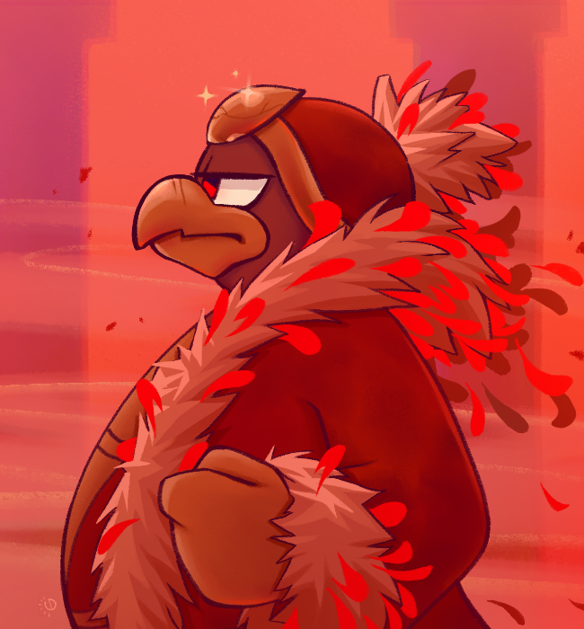 artist_logo, daycolors, feathers, from_side, gloves, king_dedede, kirby_(series), kirby_and_the_forgotten_land