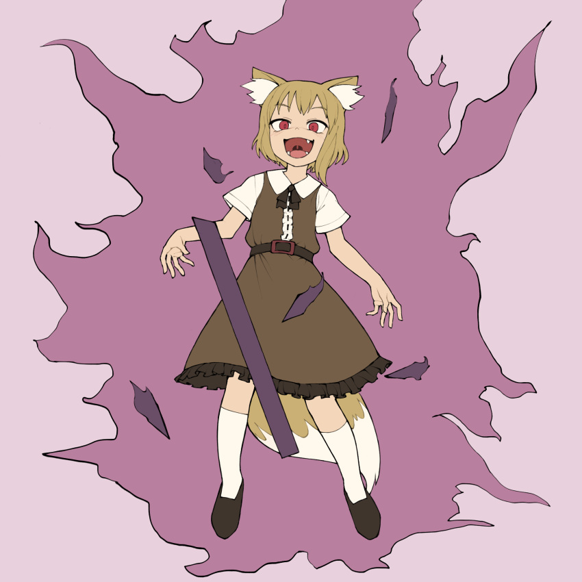 1girl, animal_ear_fluff, animal_ears, asymmetrical_hair, aura, belt, black_belt, black_bow