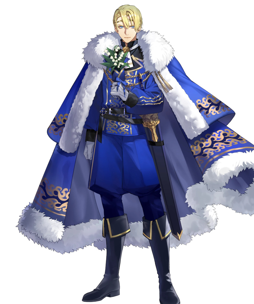 1boy, blonde_hair, blue_cape, cape, dimitri_alexandre_blaiddyd, dimitri_alexandre_blaiddyd_(stargazing_lion), fire_emblem, fire_emblem:_three_houses